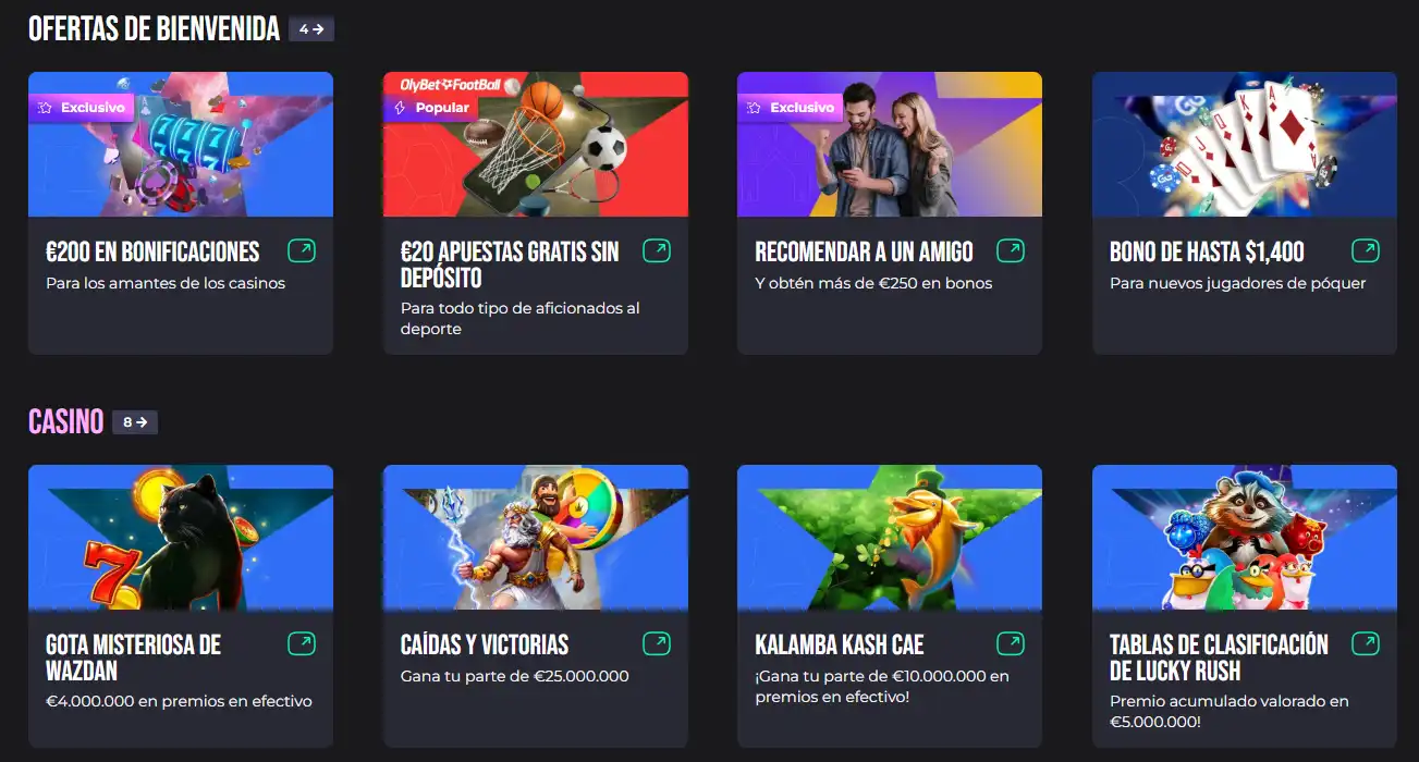 Promoción oficial de OlyBet España con sus condiciones visibles